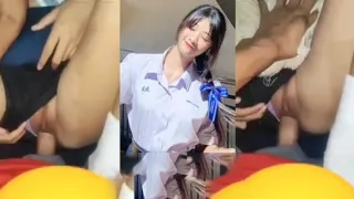 เย็ดคาชุดนักเรียน เด็กมัธยมแหวกหี ให้แฟนเย็ดสด
